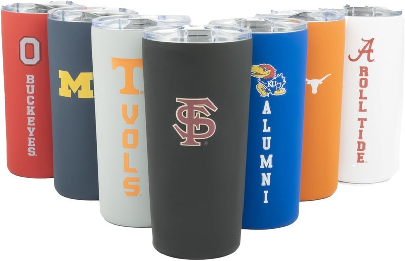 Decorvo Officially Licensed Collegiate Stainless Steel Tumbler - Double Walled Insulated Travel Tumbler with Slide Lid - 18 oz (Florida ST Black) - Image 1
